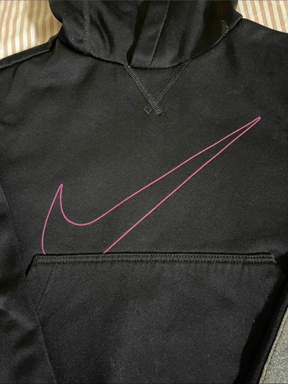 Nike Black & Gray Kids Hoodie with Purple Swoosh
